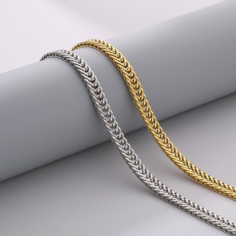 Collier en acier inoxydable pour homme, style hip-hop, chaîne fouet tressée, tendance, avec boucle_voghion.com