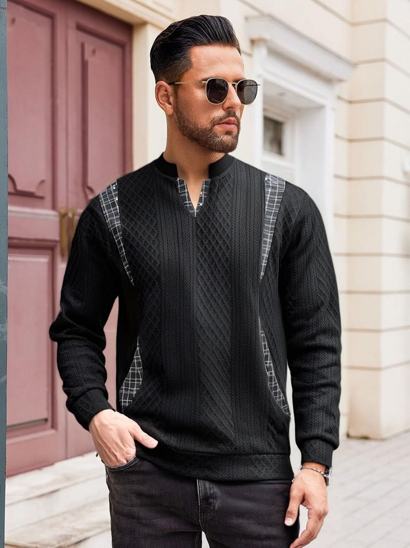 Felpa da uomo con cappuccio e collo a V, colore a contrasto, Independent Station, tendenza di tendenza_voghion.com