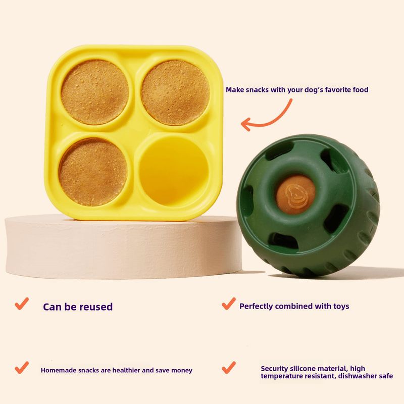 Dog Silicone Slow Food Device, Molar Teeth, Leaking Food, Licking Toy Ball, Tray Abrasive_voghion.com