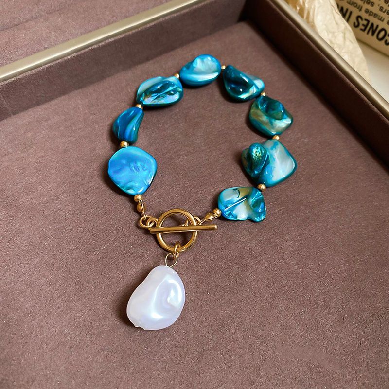 Unregelmäßige Muschel, Seestern, Perlenkette, Armband, Ring, Strandurlaubsstil, Schlüsselbeinkette, leichter Luxus,_voghion.com
