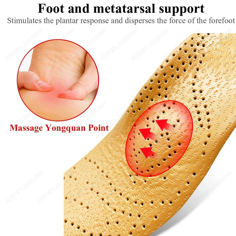 Plantilla ortopédica de cuero KOTLIKOFF, zapatos ortopédicos con soporte para arco plano, plantillas para suelas para pies, hombres y mujeres, pierna O/X corregida_voghion.com