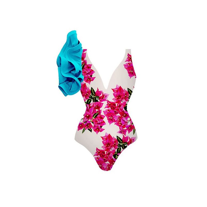 Maillot de bain une pièce imprimé pour femme, rétro français, slim, couvrant le ventre_voghion.com