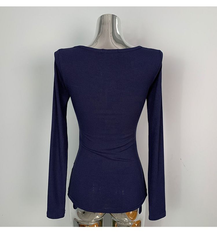 Nuovo stile coreano primavera estate temperamento puro desiderio di mostrare la figura colletto semiaperto stretto e comodo_voghion.com