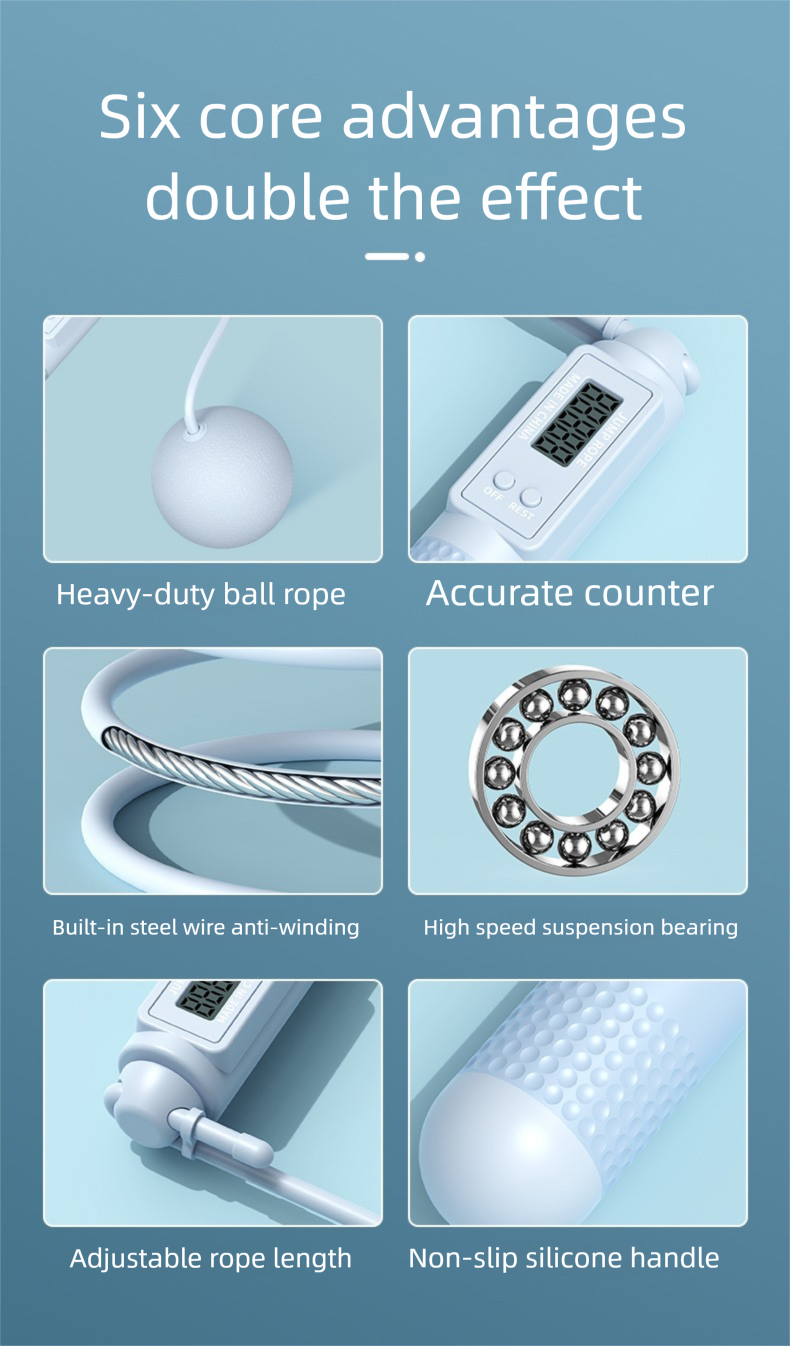 Adult Dual-use Smart Counting Steel Wire Sports Equipment Home Cordless Exercise Weighted Jump Rope Customizable_voghion.com