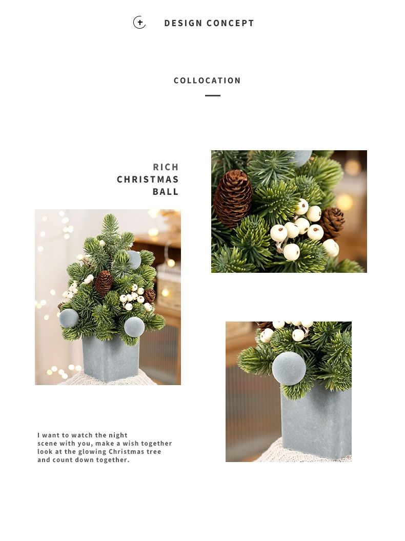 Christmas Decorations, Exquisite PE Nobeson Ins Tabletop Flocking Ball Red Fruit Mini Christmas Tree_voghion.com