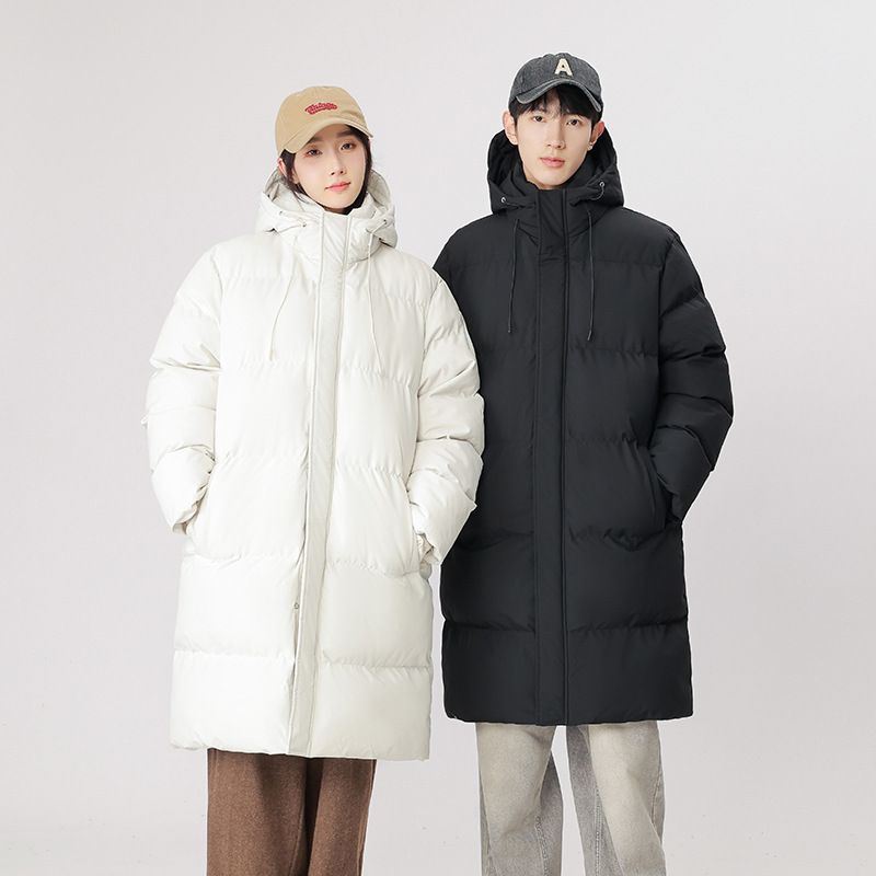 Mittellang für Männer und Frauen, winterverdickter, warmer, wasserabweisender Kapuzenmantel, trendige, lässige Baumwolle über dem Knie_voghion.com