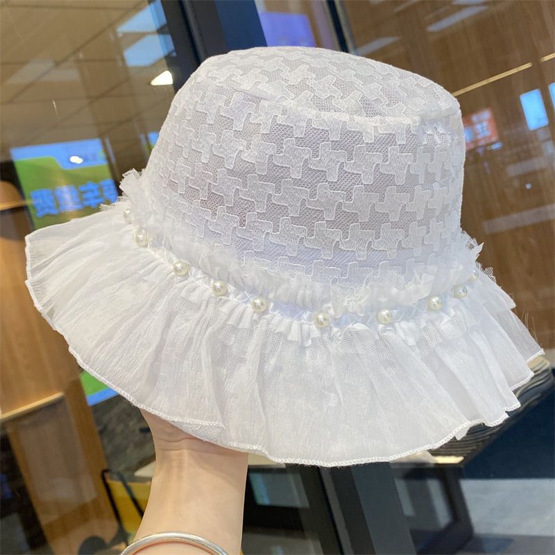 Nuovo cappello da sole versatile estivo da donna con secchiello in pizzo e piccola vaschetta per la protezione solare_voghion.com