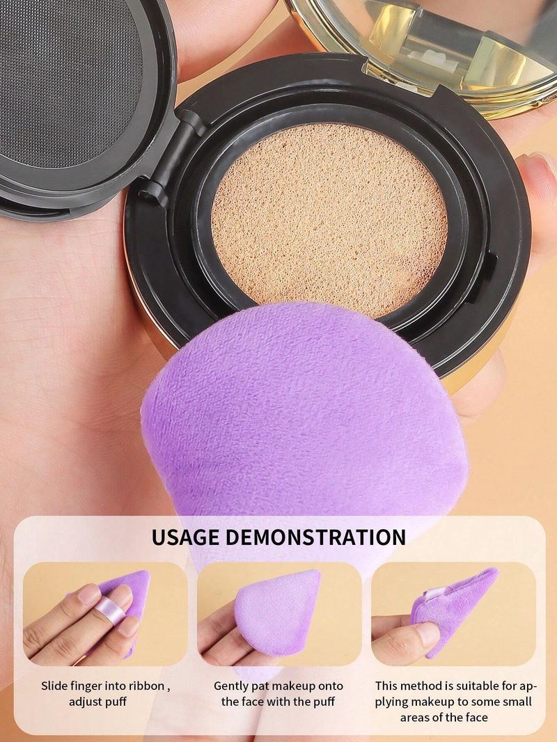 Set di 10 dischetti di cotone con piumino da cipria multicolore, set di piumini da cipria multicolore a forma di cuore triangolare, cotone cosmetico_voghion.com