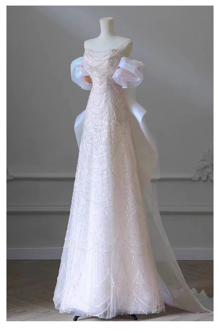 Elegant Off-Shoulder Evening Gown With Lace Detailing – Perfect For Weddings, Banquets & Special Occasions_voghion.com