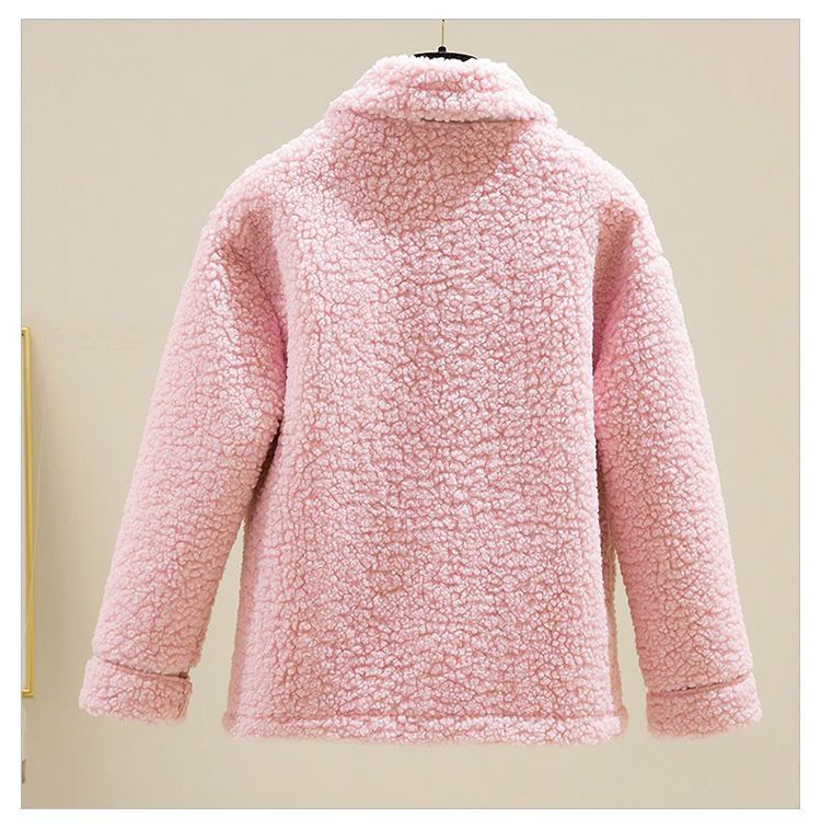 Women's Clothing autumn and winter granular fleece plus velvet thickened small size large loose warm coat _voghion.com