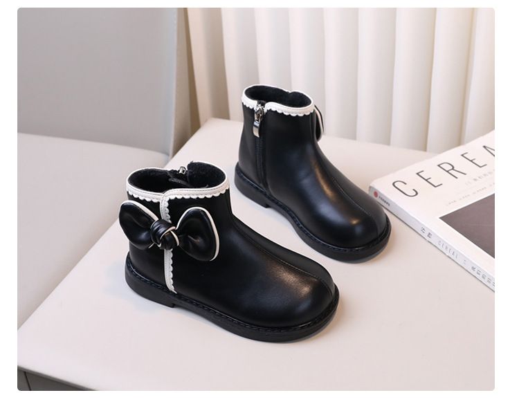 Stivaletti bassi in pelle per bambine e ragazze, novità inverno 2024, moda Little Princess, cotone con cerniera laterale in velluto,_voghion.com
