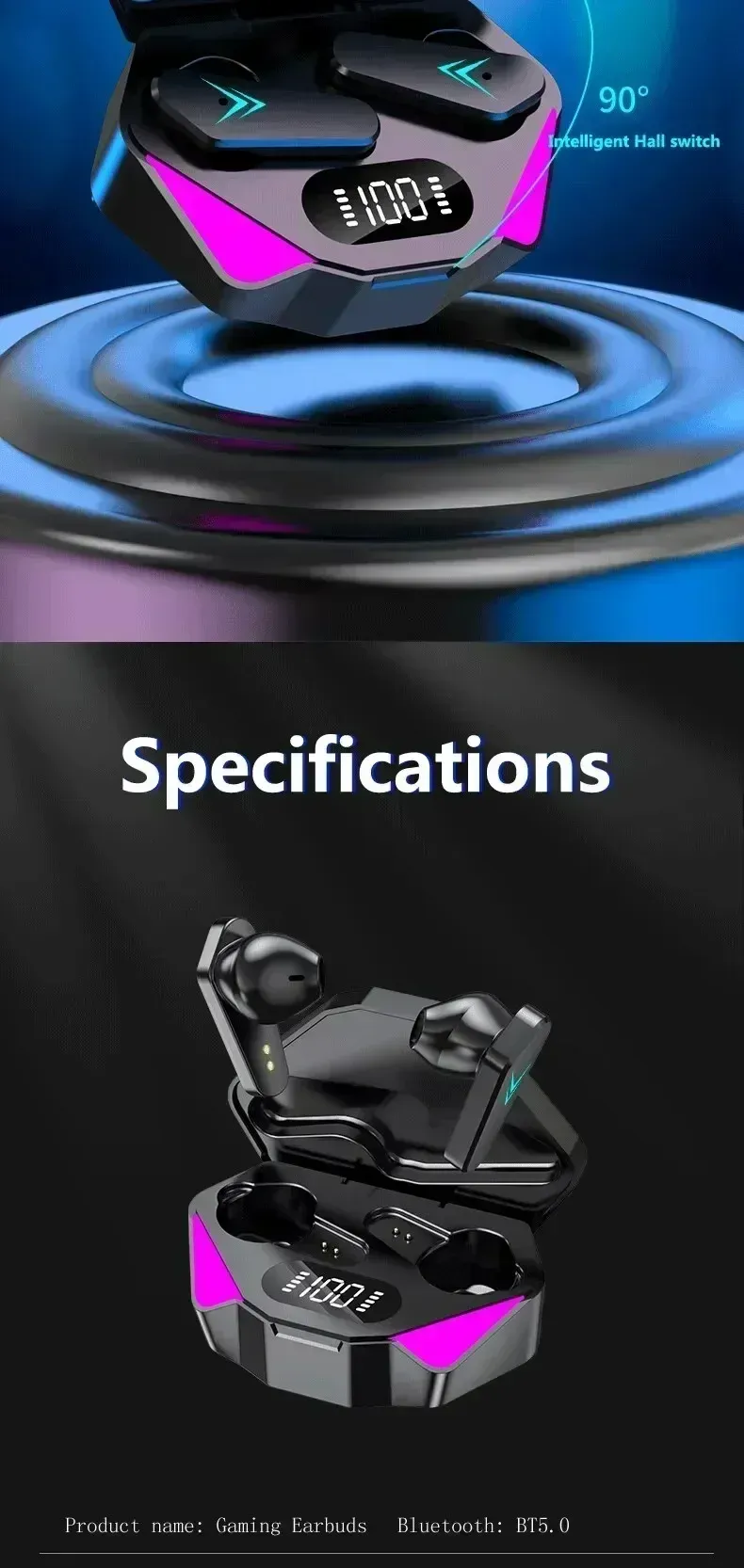 Nuove cuffie Bluetooth X15 TWS, cuffie wireless, auricolari a bassa latenza da 65 ms, cuffie da gioco per eSport, cuffie da gioco con microfono_voghion.com