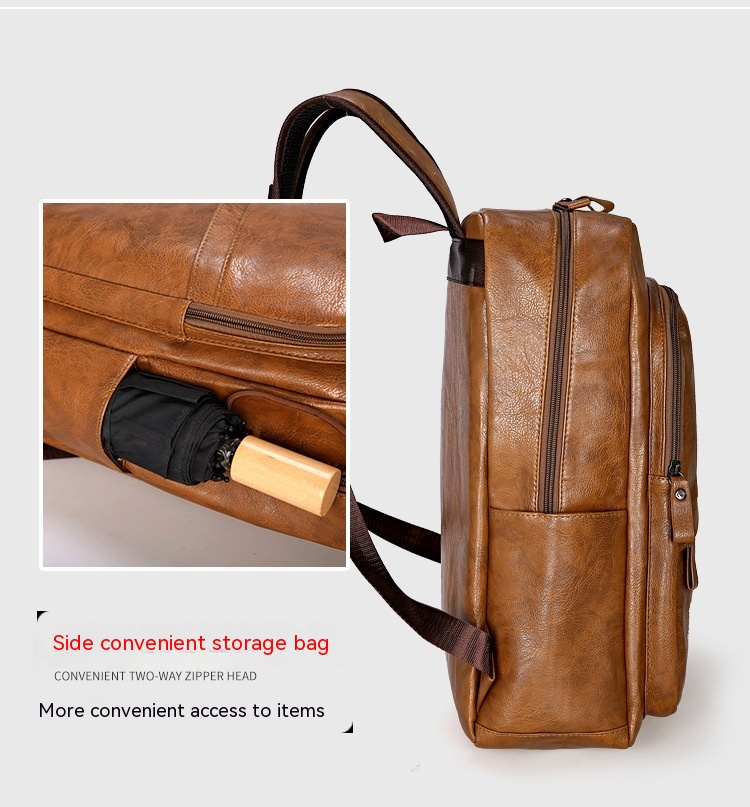 Neue Heiße Verkauf Retro PU Rucksack für Männer Europa Amerika Mode Vielseitig Große Kapazität Outdoor Freizeit Einfarbig Leder Rucksack_voghion.com