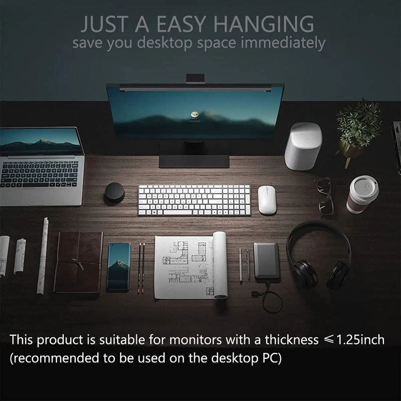 LED-Monitor-Lichtleiste, Computer-Bildschirm, Hängeleuchten, RGB-Atmosphäre, Tischlampe für Arbeit, Studium, Lesen, Gaming, Dimmen_voghion.com