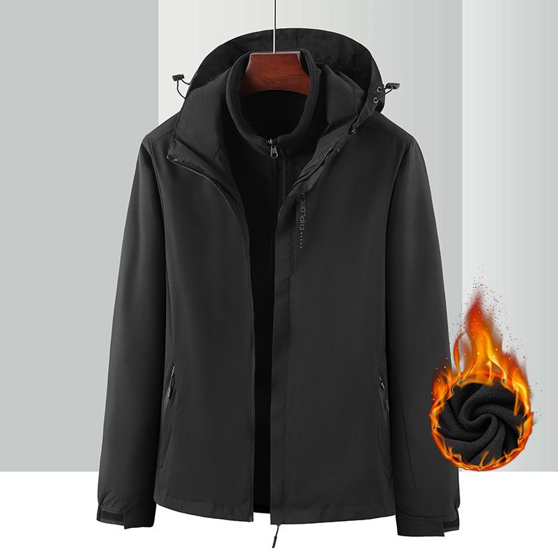 Set da trekking 3 in 1 per coppie, stile outdoor, con fodera in pile, fodera interna spessa, giacca staccabile, due pezzi alla moda_voghion.com