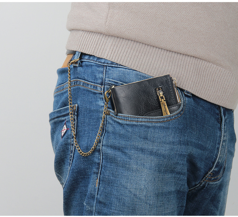 New Men's Short Wallet European And American Business Double Zipper Zero Wallet Multiple Card Slots_voghion.com