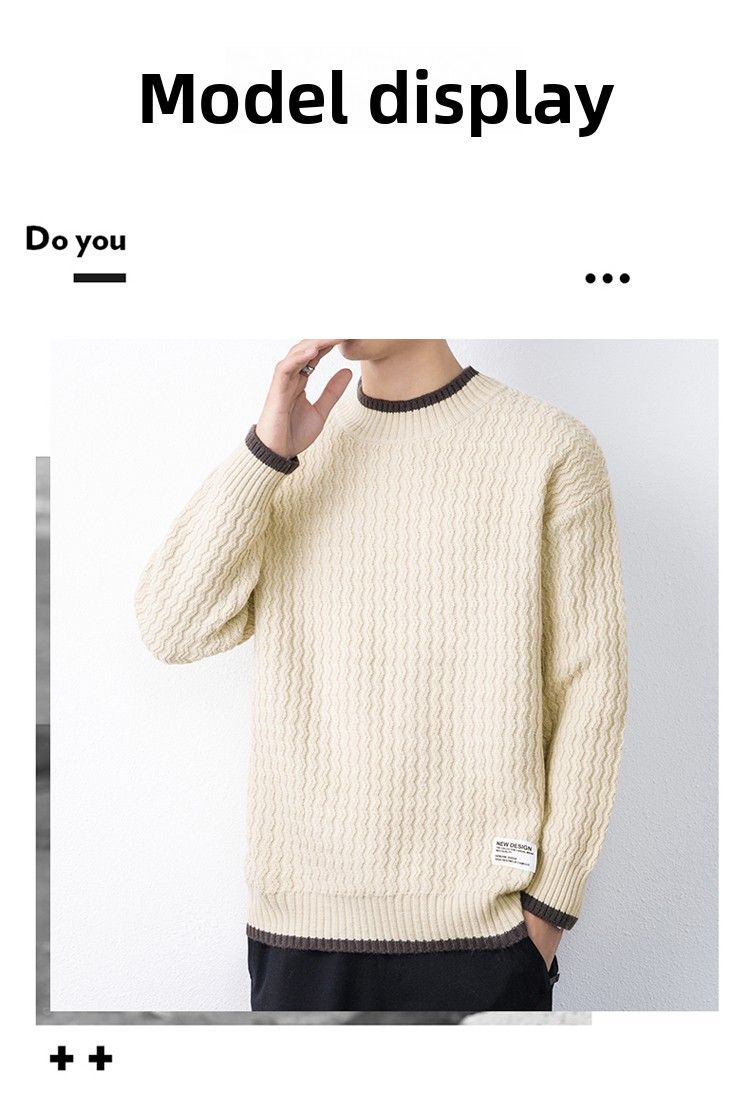 Langarm Herren Herbst Winter Neuer Jugend Strickpullover Trendy Loose Vielseitiges Basishemd_voghion.com