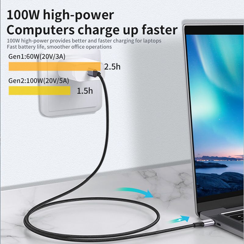 10Gbps Data Line Extension Cable USB 3.1 Gen 2 Type C Cable Fast Charging_voghion.com