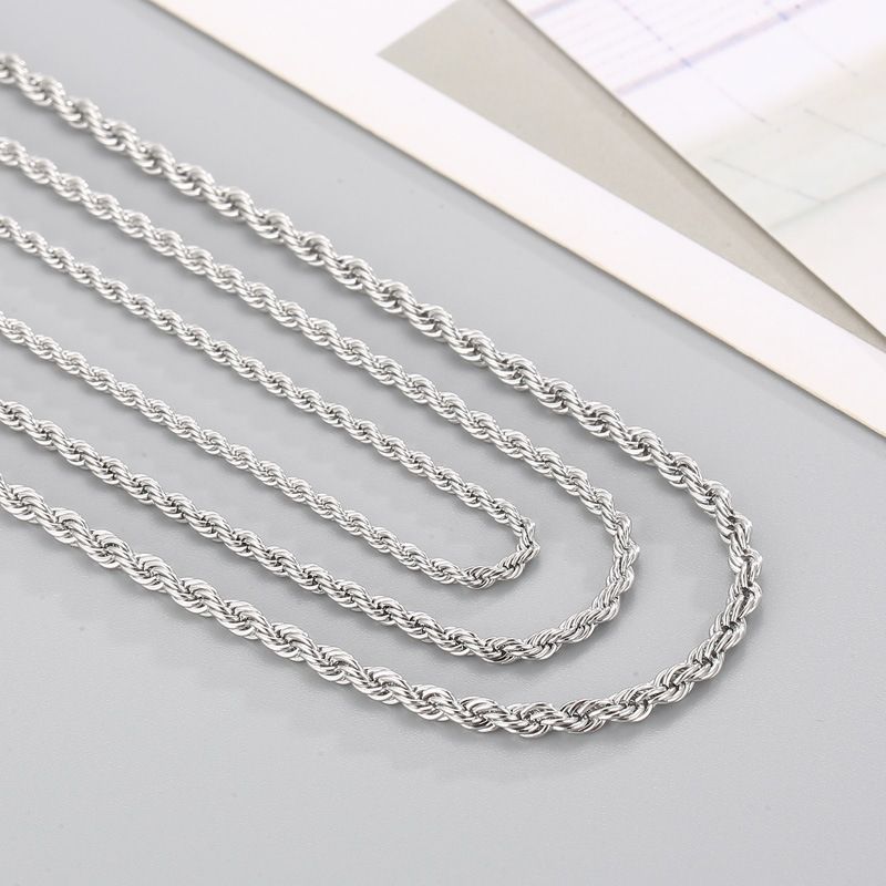 Vendite calde 2mm-8mm Oro Colore Twist Catena Corda Collane Per Uomo Donna Hiphop Acciaio Inossidabile Catene Impermeabili Collana Choker_voghion.com