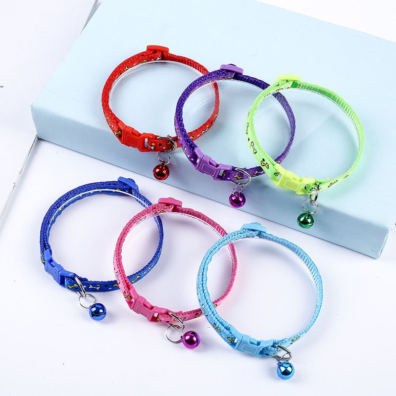 1.0 Flower Bone Pet Adjustable Size Bell Cat Multiple Colors Available Dog Collar_voghion.com
