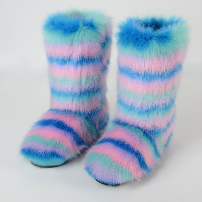 Winter snow boots Women's outer wear warm non-slip cross-border long fur mid-calf raccoon fur y2g fur boots_voghion.com