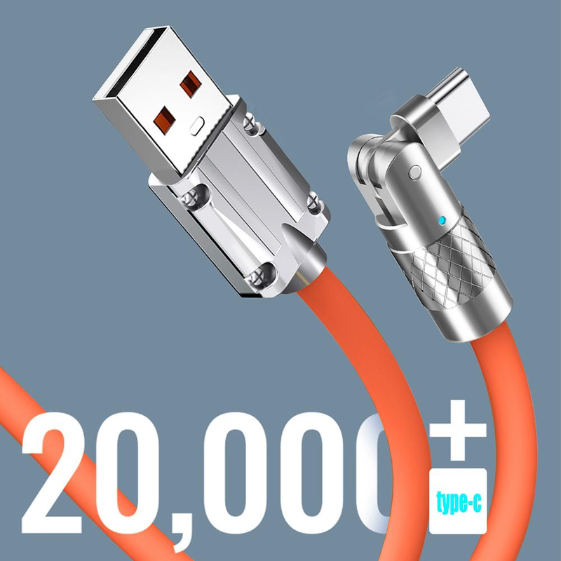 120 W 6 A naujas itin greito įkrovimo „Micro C“ tipo kabelis USB C–C greito įkrovimo silikoninis duomenų kabelis C tipo sąsaja 180 °_voghion.com