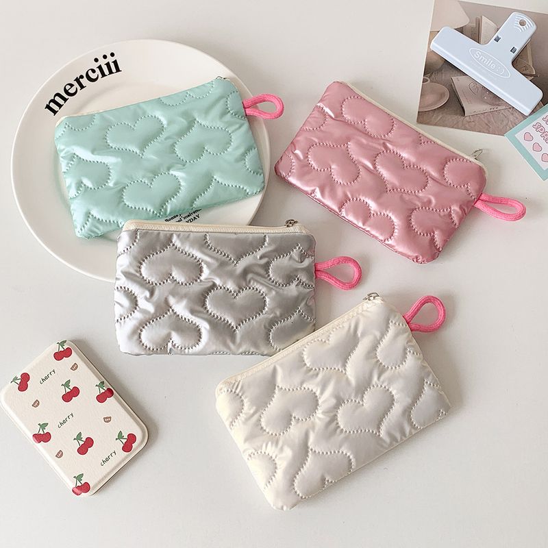 Borsa portamonete piccola portatile con fiocco in argento lucido per trucco, auricolari, cavi dati_voghion.com