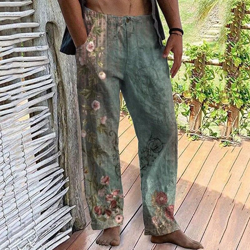 Premium Products Pants Summer Pants Beach Pants Drawstring Elastic Waist 3D Printed Stripe Pattern Printed Geometric Comfortable Men_voghion.com