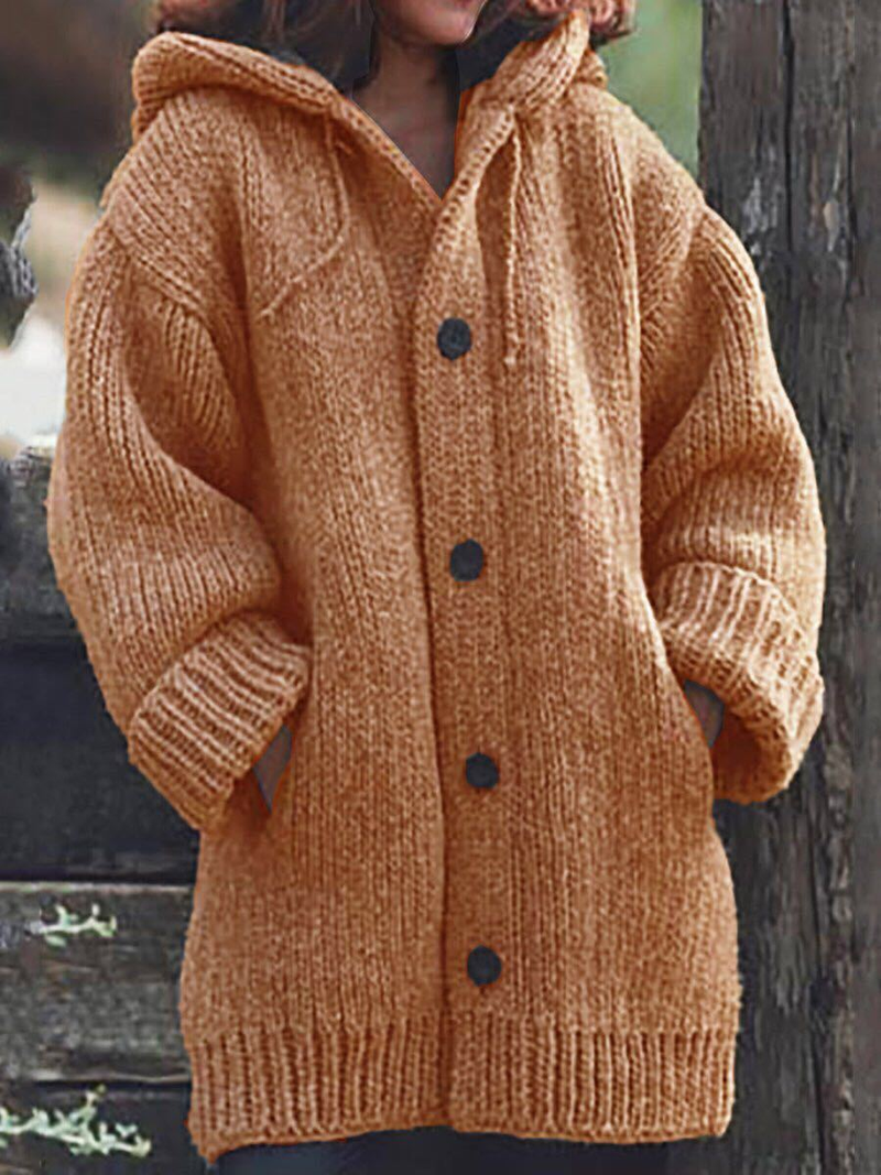 Damenpullover, Strickjacke, Strickpullover, mittellanger Mantelpullover_voghion.com
