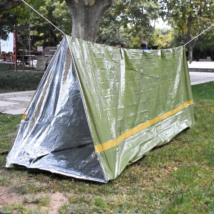 Notfall-Überlebenszelt, winddicht, Schutz bei kaltem Wetter, für Camping, Wandern, leicht, reflektierende Thermodecke, Sonnenschutz, Windschutz für den Außenbereich_voghion.com