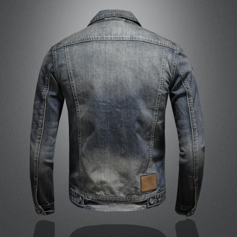 Veste en jean rétro classique pour homme, tendance de la rue d'automne, belle veste d'équitation coupe-vent pour homme, veste décontractée à revers_voghion.com