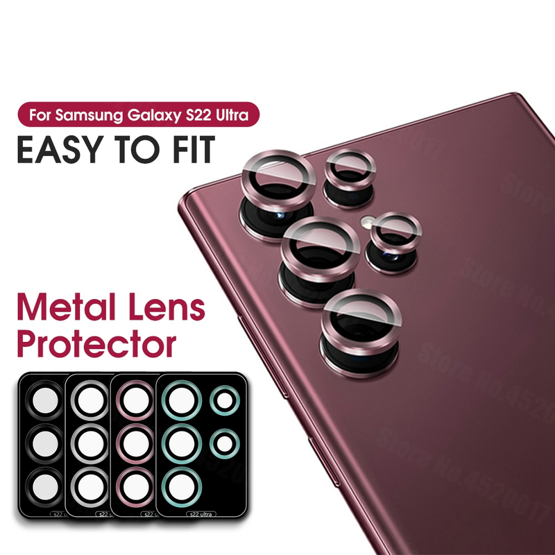 Lente de câmera de metal para Samsung S22 Ultra S22Ultra Lente de câmera de liga de alumínio Vidro para Samsung Galaxy S22 Ultra Tela Pr_voghion.com