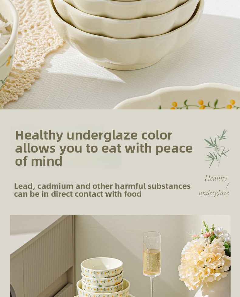 Pastoral Style Ceramic Tableware 9-Piece Set_voghion.com