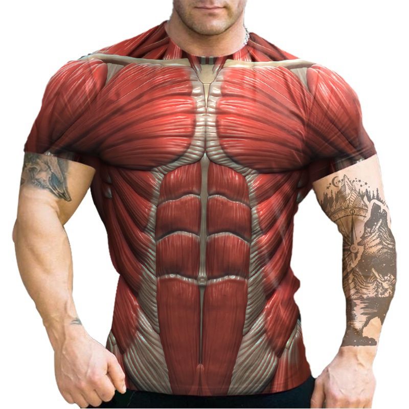Summer Fashion Trend Fun 3D Printed Muscle Print Pattern T-shirt Casual And Comfortable Short Sleeved T-shirt_voghion.com