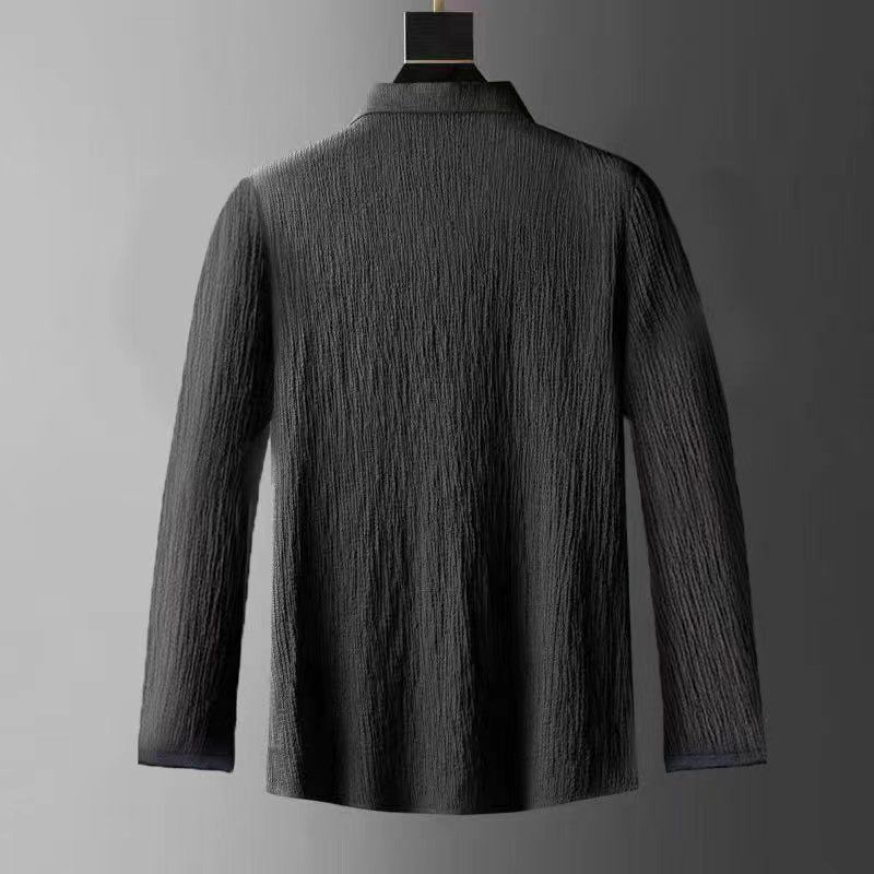 Set di camicie da uomo in filato leggero Bubble Yarn a righe antipiega con colletto rialzato, traspirante e confortevole, a maniche lunghe, per un look casual_voghion.com