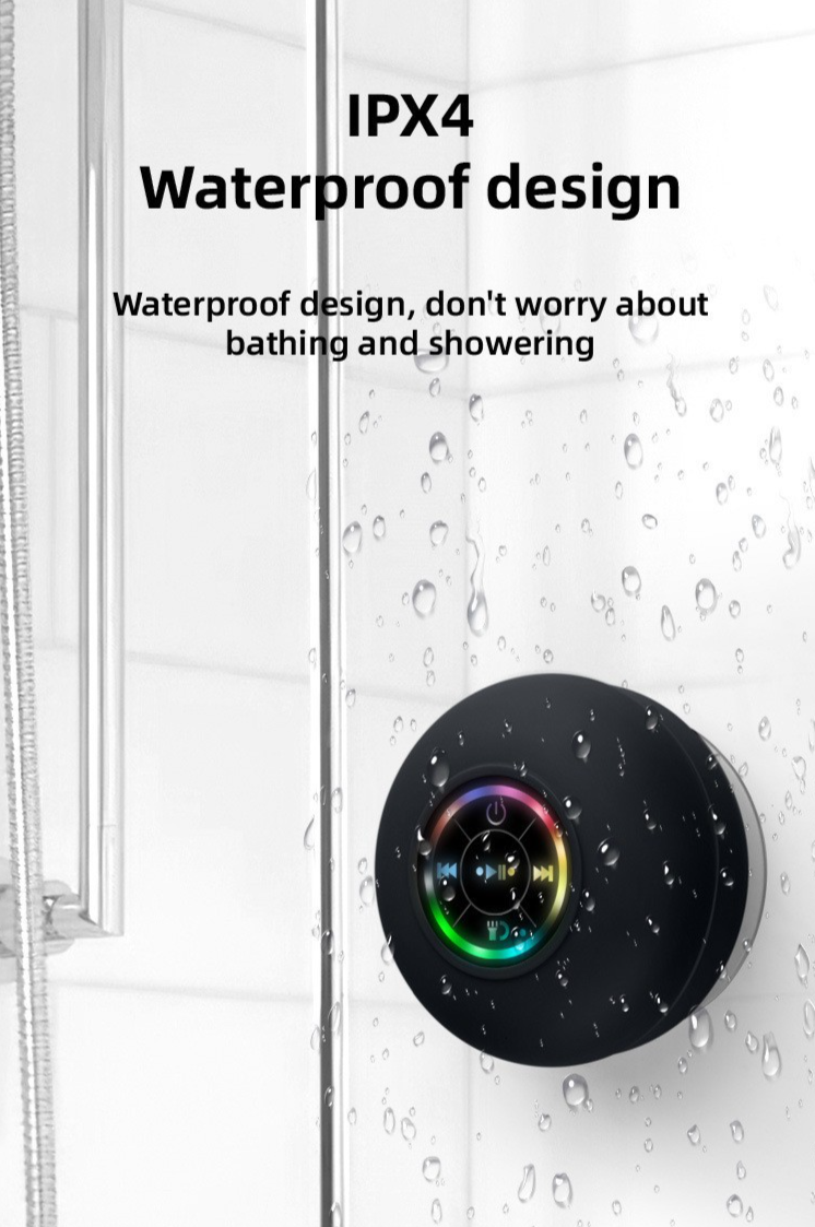 New Cross-Border LED Light-Up Level 4 Waterproof Bluetooth Portable Mini Phone Gift Suction Cup Small Speaker_voghion.com