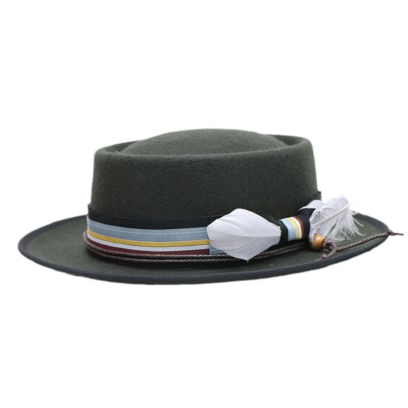Pure wool ring jazz hat with bow fall and winter hat for men and women_voghion.com