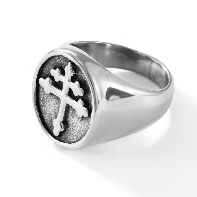 Anello Dyola in acciaio inossidabile per uomo - Fascia unisex hipster in titanio lucido con design a teschio gotico (misure 18-22)_voghion.com