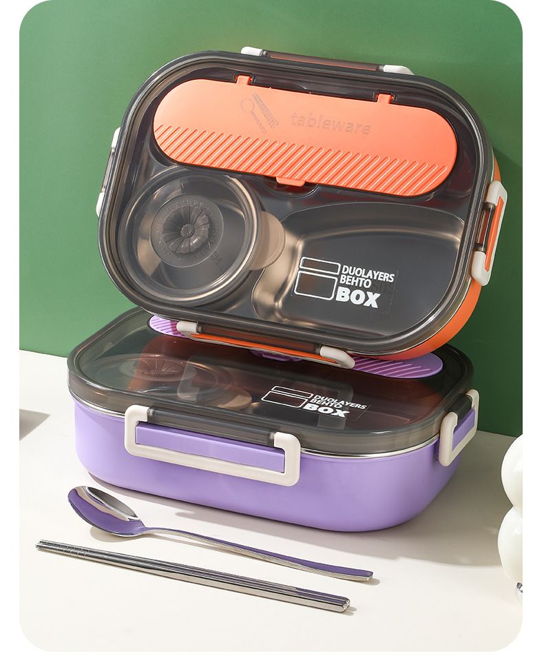 304 Stainless Steel Lunch Box With Leakproof Lid – 4/5-Compartment Bento For Adults (Insulated Eco-Friendly 1500ml With Utensils & Soup Bowl Options)_voghion.com