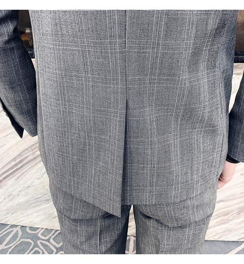 Men's Clothing 2024 fashion new autumn and winter plaid suit men's three-piece suit Korean style British slim fit wedding suit jacket_voghion.com