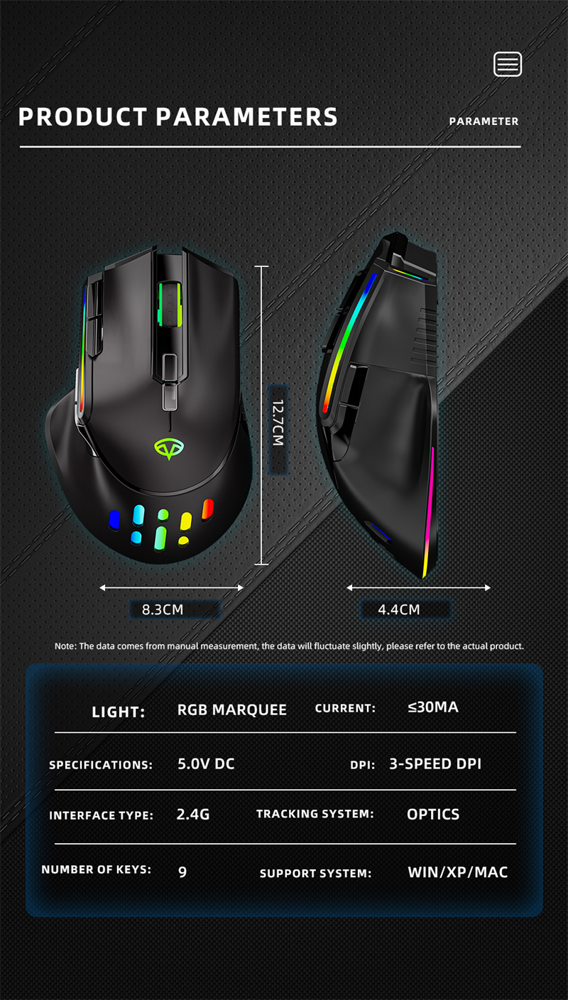 Prodotto D Nuovo mouse da gioco wireless G Pulsante luce RGB Interfaccia USB Adatto per laptop Desktop Compu ame RB esktop_voghion.com