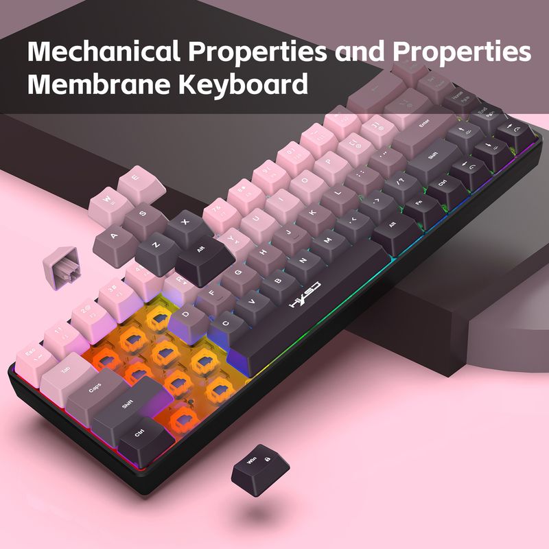 Tastiera a membrana cablata con colori sfumati a 68 tasti, tasti a iniezione bicolore senza conflitti a 25 tasti, retroilluminazione RGB_voghion.com