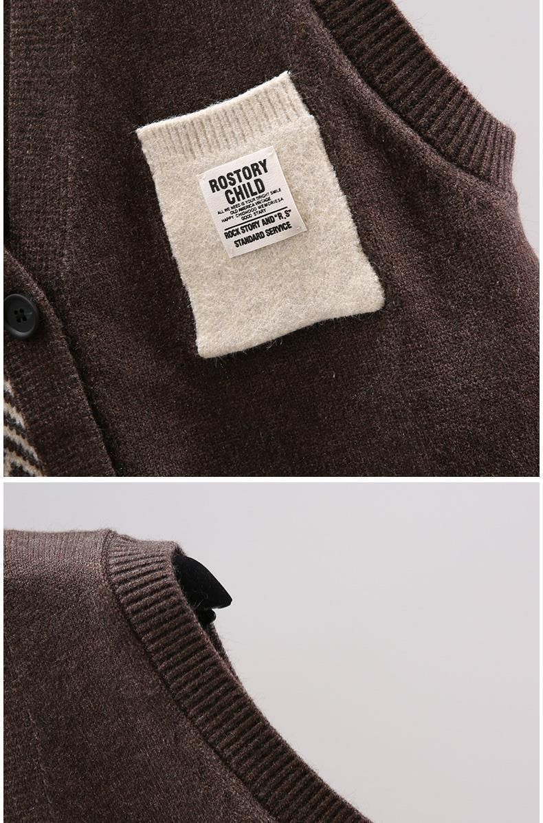 "Strickweste im College-Stil für Damen – Locker sitzendes, gestreiftes Winteroberteil mit V-Ausschnitt"_voghion.com