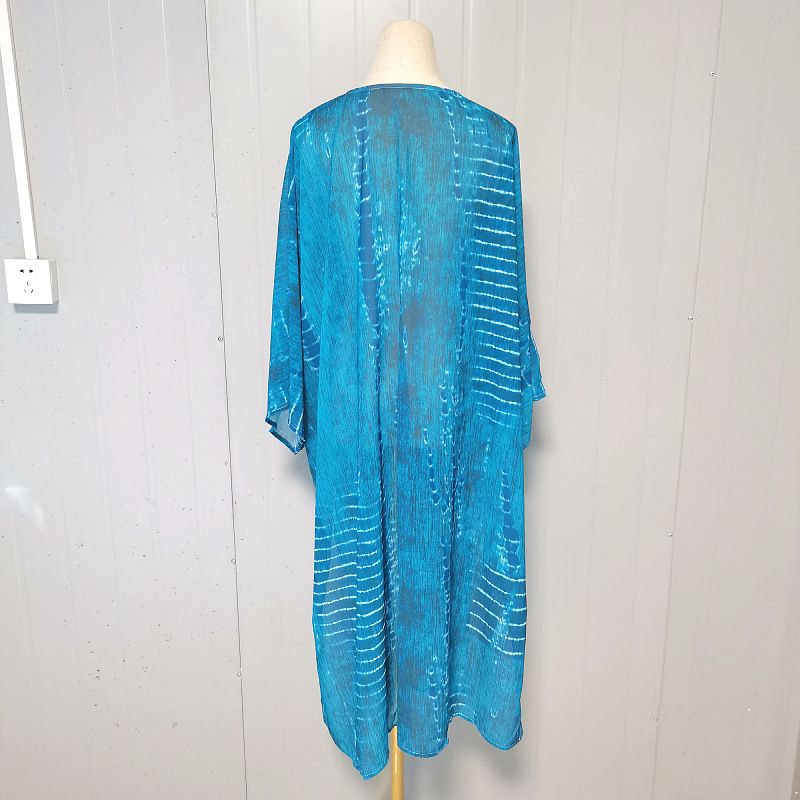 Chiffon-Strandtuch mit Blumendruck für Damen, langärmlig, Sonnenschutz, Kimono, Bademode, Wickeltuch – Einheitsgröße, leicht und stylisch für den Urlaub_voghion.com