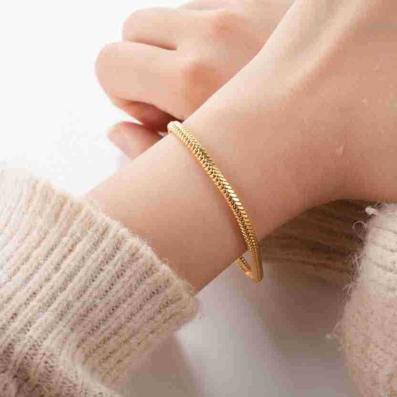 Bracelet serpent carré en acier inoxydable de luxe léger chaîne en os de serpent carré en acier titane bijoux tendance de personnalité_voghion.com