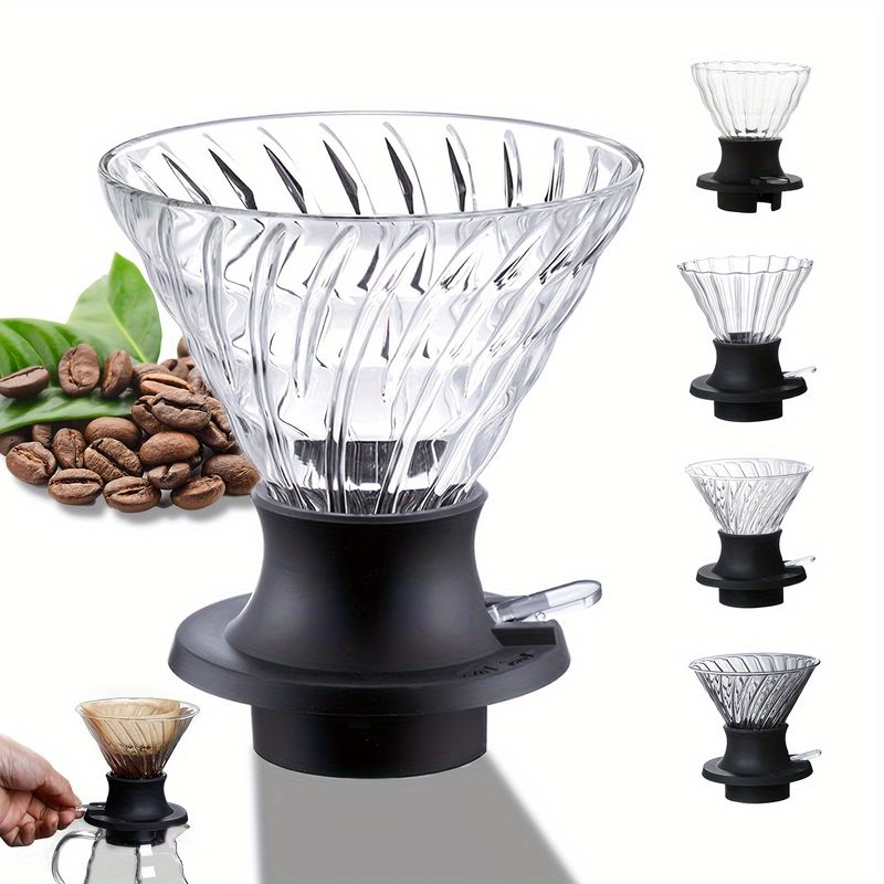 Filtre à café en verre borosilicaté de qualité supérieure avec interrupteur facile à presser - Filtre à infusion lente réutilisable pour usage domestique et au café Porte-filtre à café_voghion.com