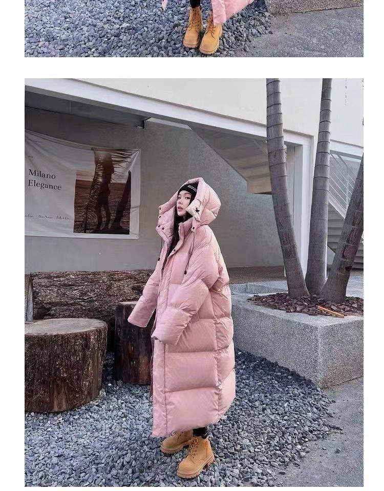 Women's Oversized Hooded Long Puffer Coat Winter Warm Thick Down Alternative Jacket With Pockets (Pink, Black, Khaki, Beige)_voghion.com