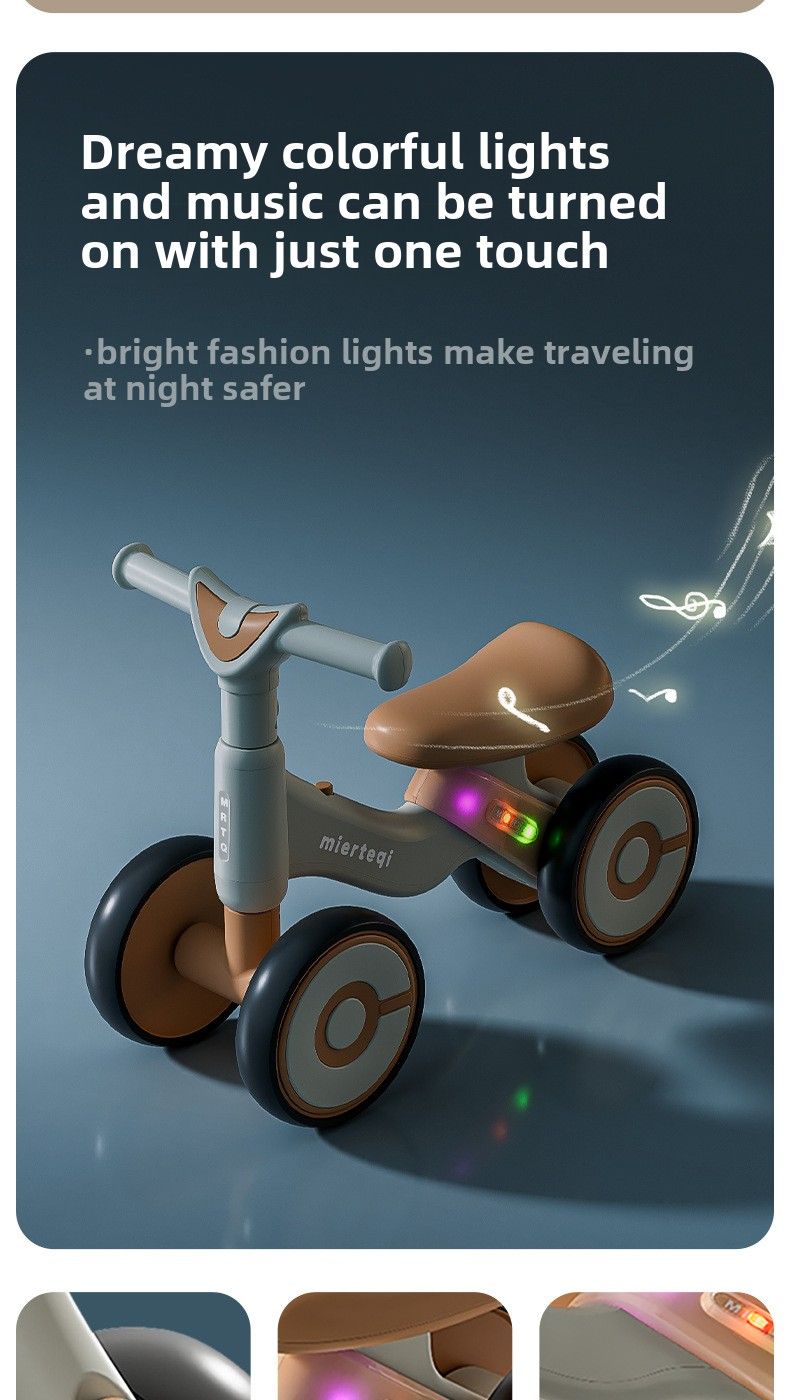 Balansbil för barn utan pedaler 1-3 år gammal sparkcykel Barnsparkcykel Baby Walker fyra hjul_voghion.com