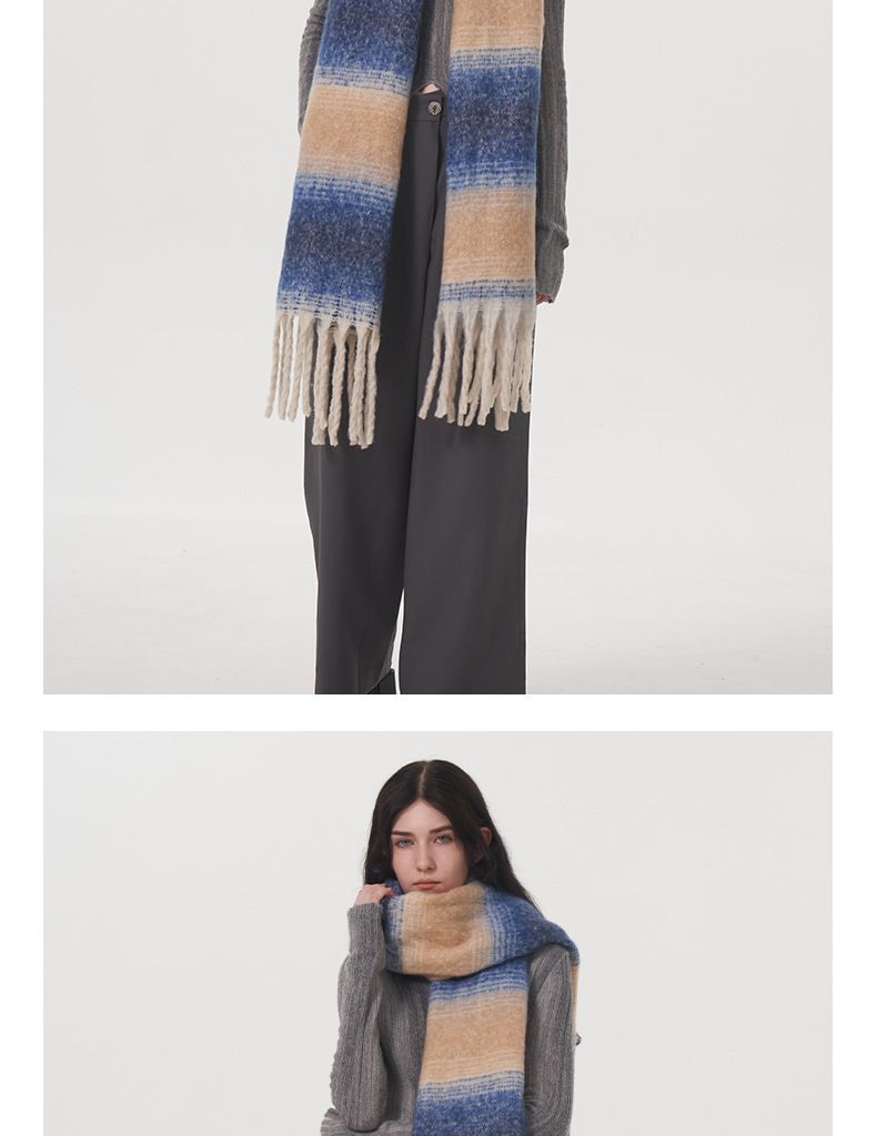 cachemire enfants hiver agrandissement élargissement 50cm blocage de couleur chaud et confortable plaid rayé gland_voghion.com