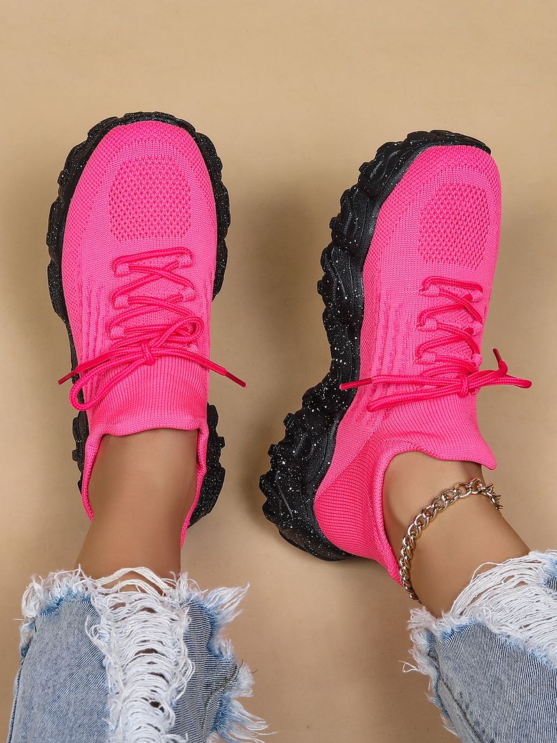 Plus Size Women's Breathable Sock Sneakers Slip-On Lazy Shoes_voghion.com